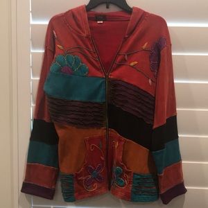Multi-colored hooded jacket